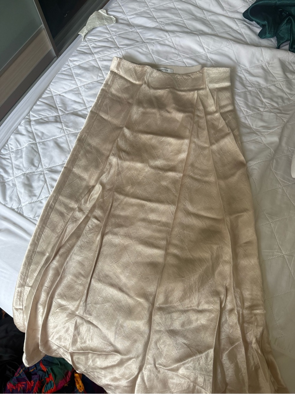 Aritzia Satin Babaton Beige Midi Skirt